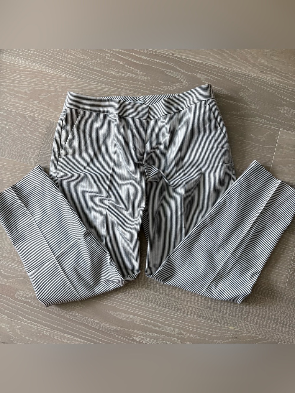 Halogen Blue and White Pinstriped Chinos - Taylor fit Petites